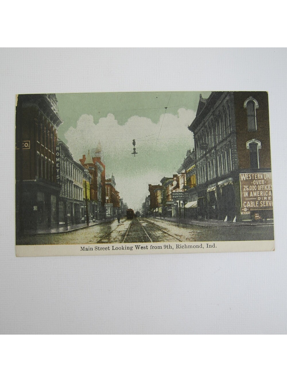 Antique Richmond Indiana Postcard Main Street Looking West From 9th UNPOSTED